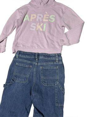 Girls set Cat & Jack straight denim jeans  Lilac "Après Ski" Hoodie/Girls size 8